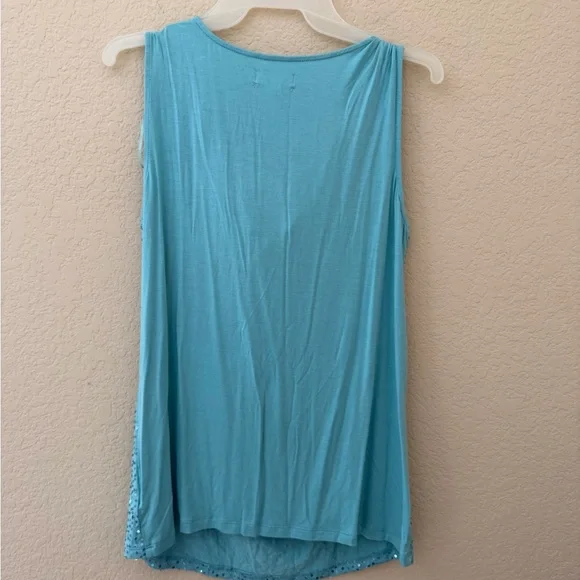 Charter Club Teal Sequin Cowl Neck Tank - Picture 2 of 3